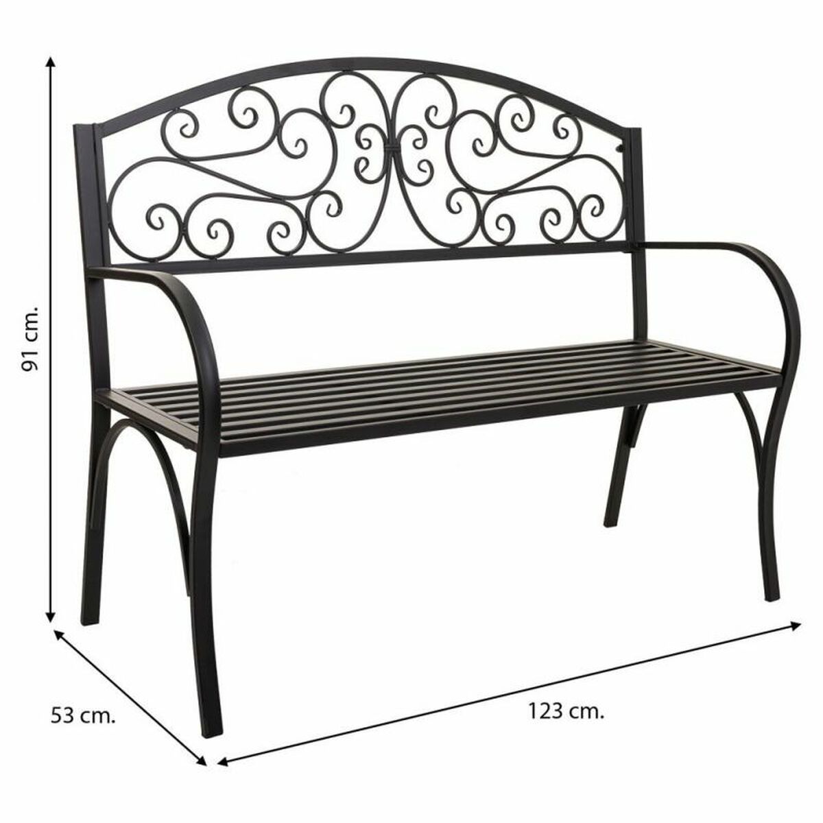 Bänk Alexandra House Living Svart Järn 53 x 91 x 153 cm - 6