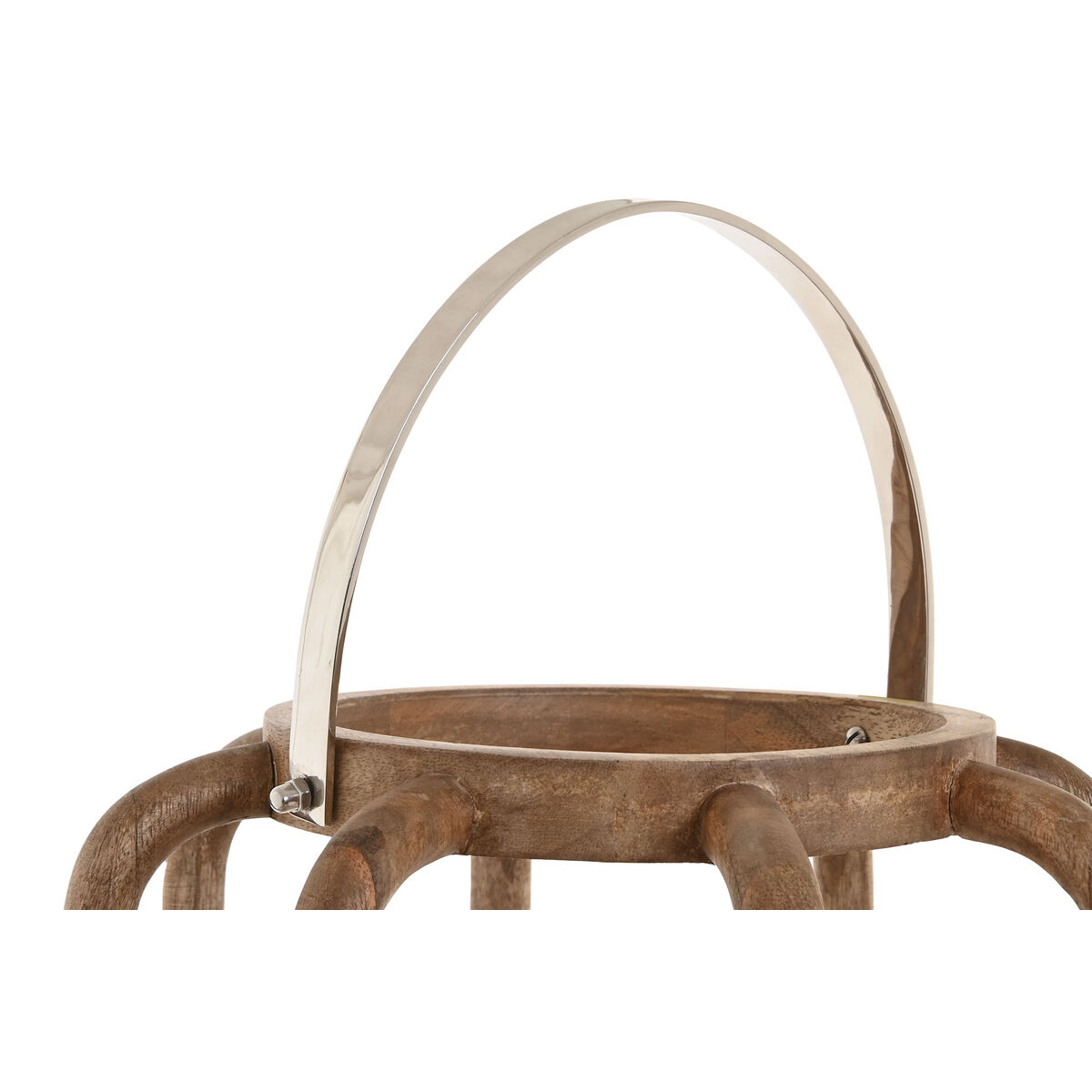 Ljusstakar Home ESPRIT Brun Silvrig Glas Mangoträ 30 x 30 x 53 cm - 2