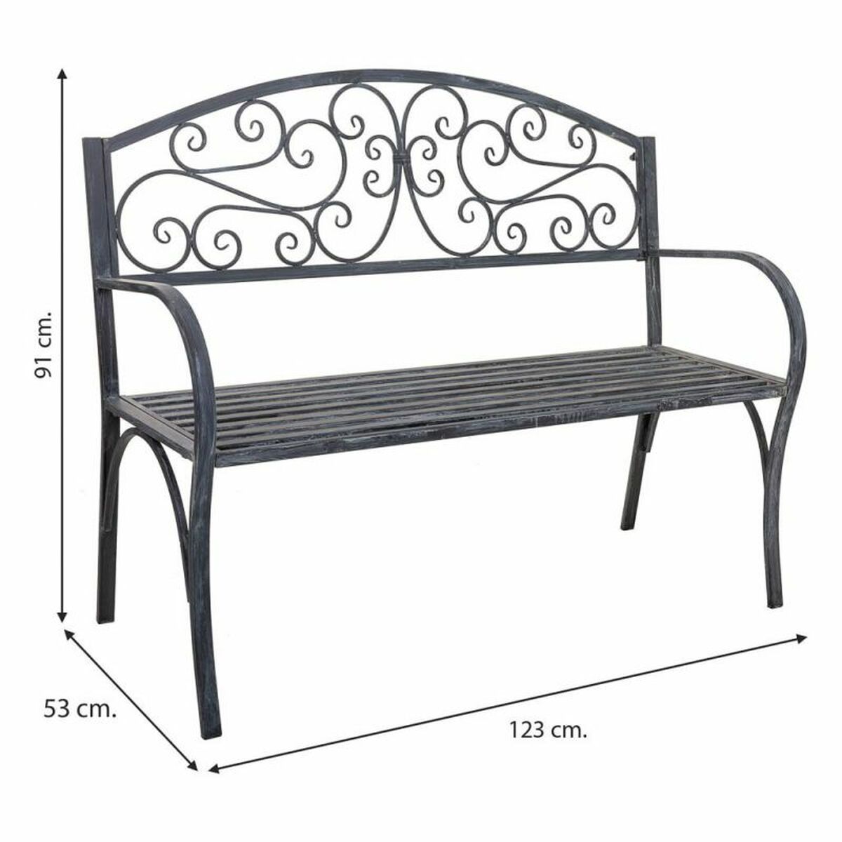 Bänk Alexandra House Living Grå Järn 53 x 91 x 153 cm - 6