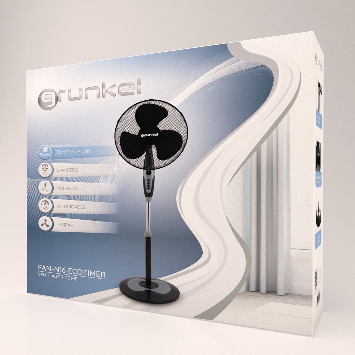 Stående Fläkt Grunkel FAN-N16 ECOTIMER Svart 50 W - 2