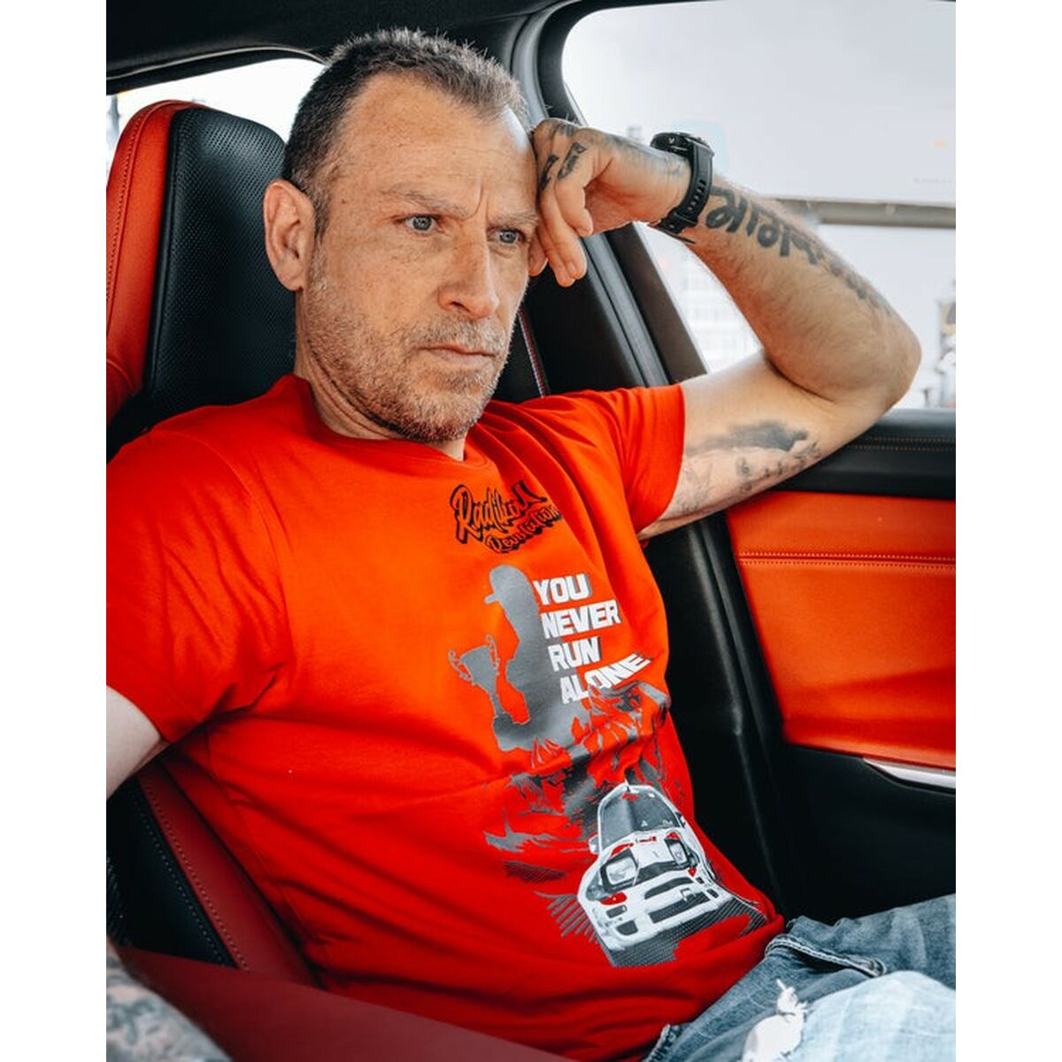 T-shirt med kortärm Herr RADIKAL YOU NEVER RUN ALONE Röd XXXL - 5