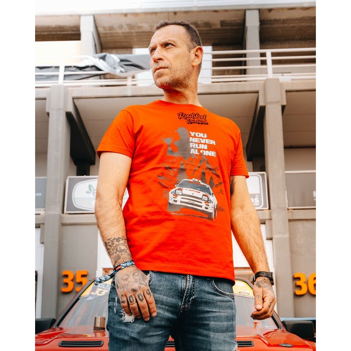 T-shirt med kortärm Herr RADIKAL YOU NEVER RUN ALONE Röd XXXL - 4