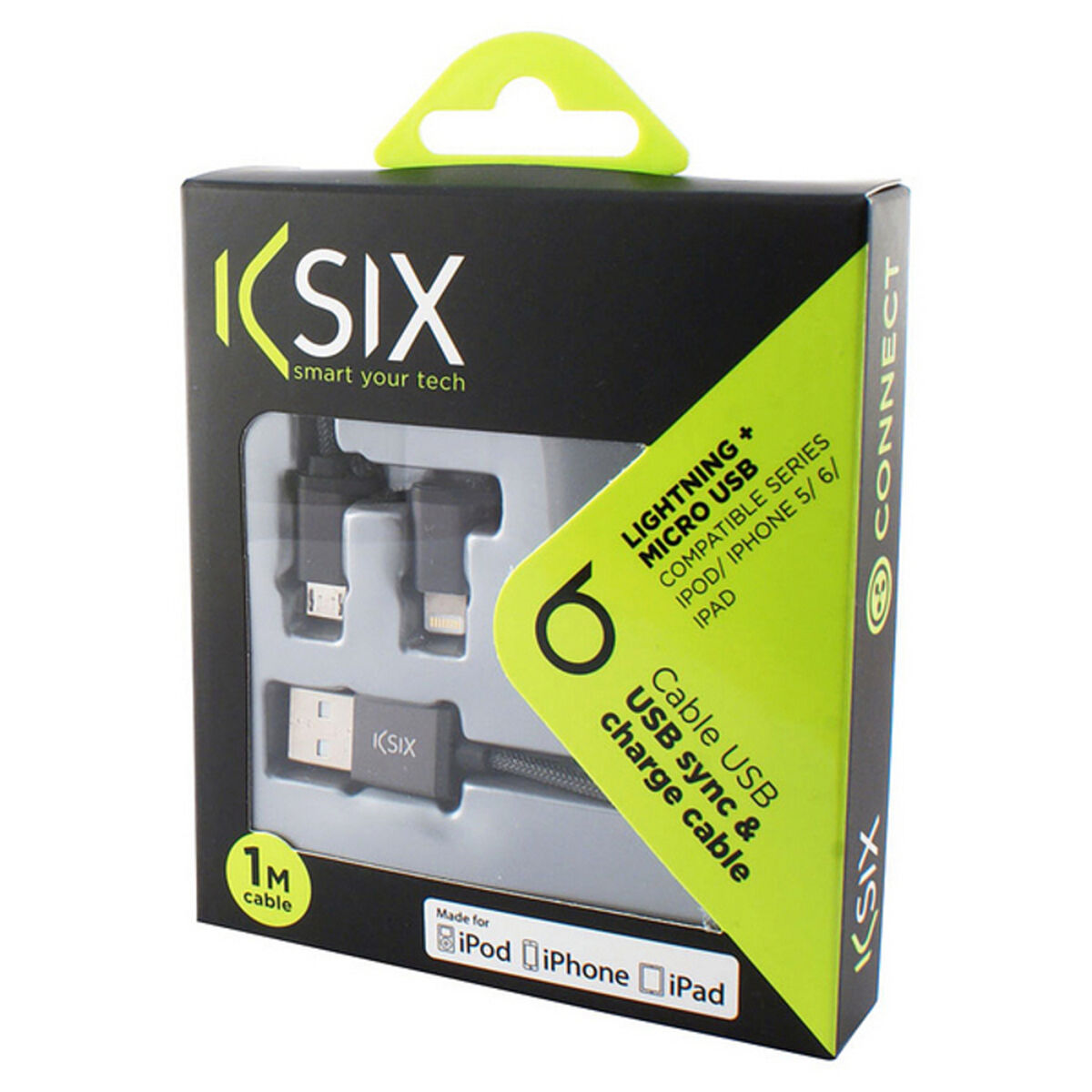 USB-kabel till mikro-USB och Lightning KSIX - 2