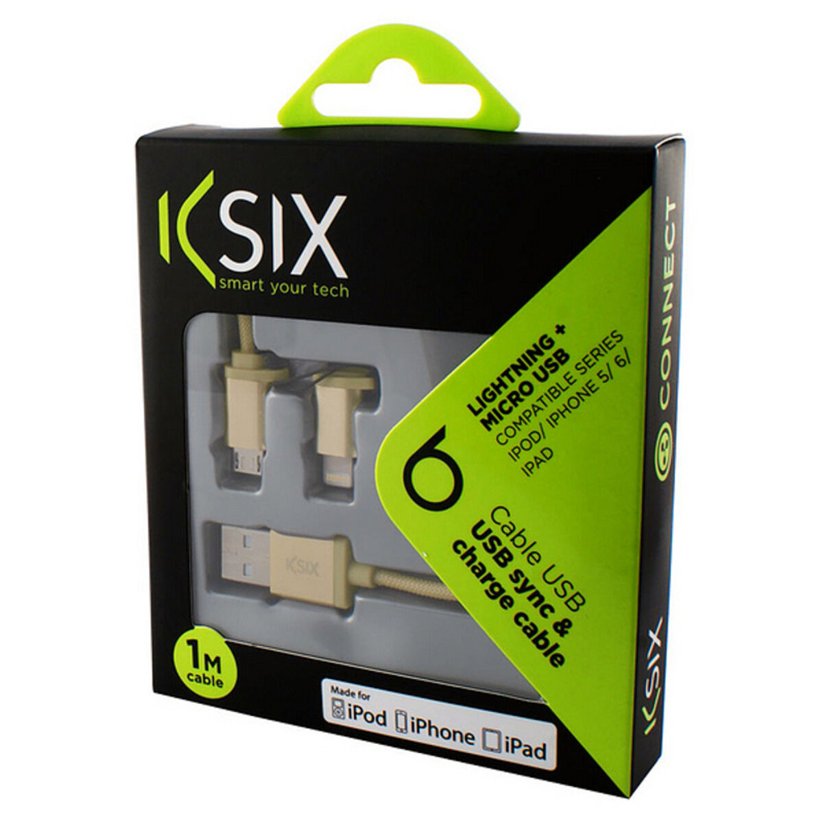 USB-kabel till mikro-USB och Lightning KSIX - 4