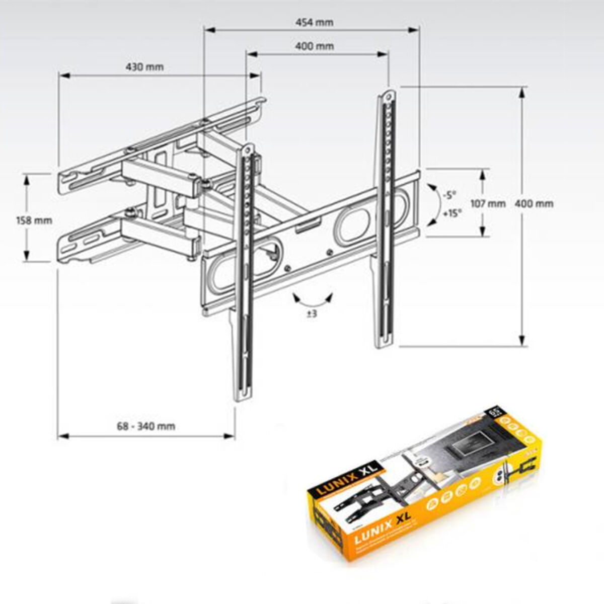 TV-fäste med arm Axil AC0593E 26"-65" 30 Kg 26" 30 Kg - 2