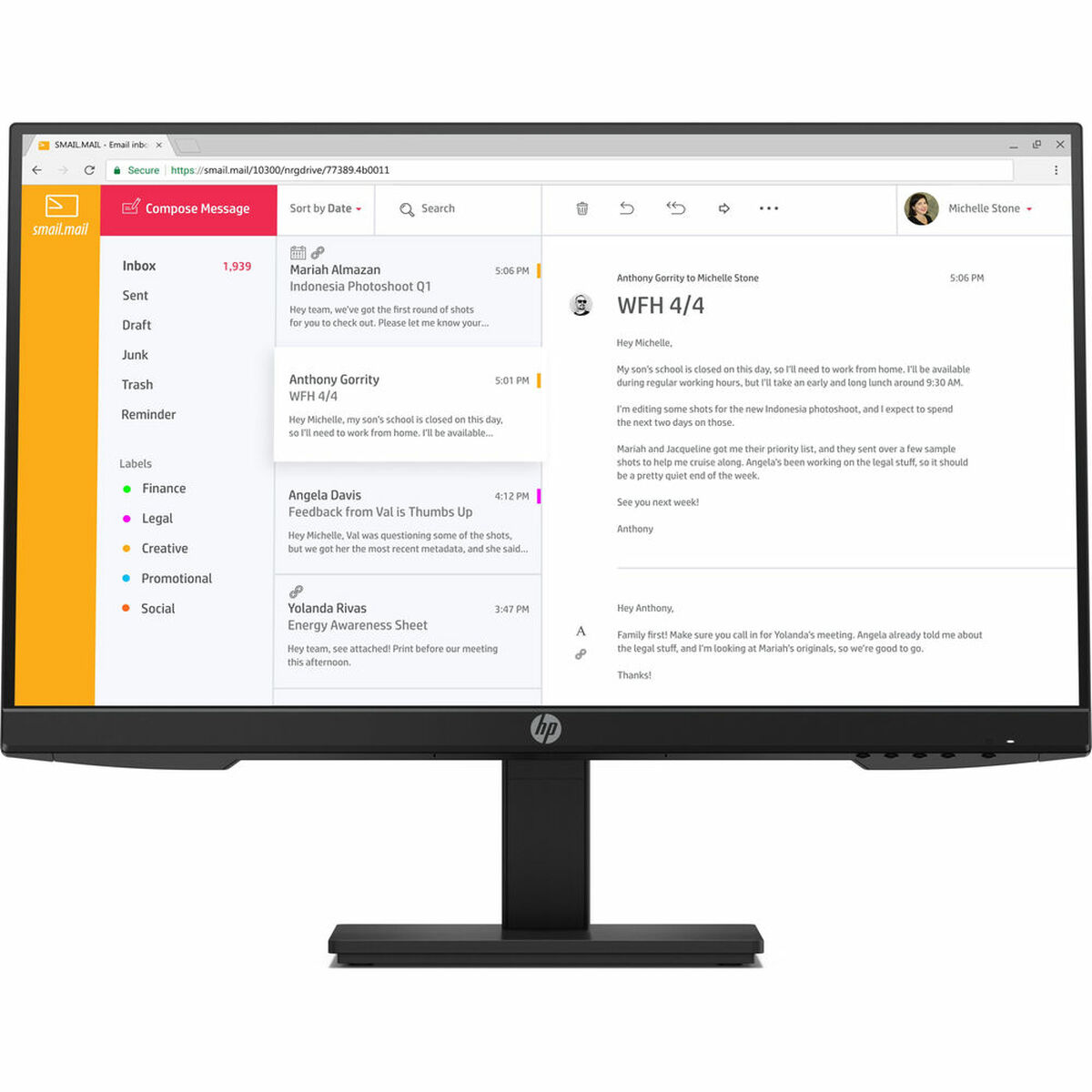 Monitor HP 7VH44AA#ABB 23,8" LED IPS 75 Hz 60 Hz - 9