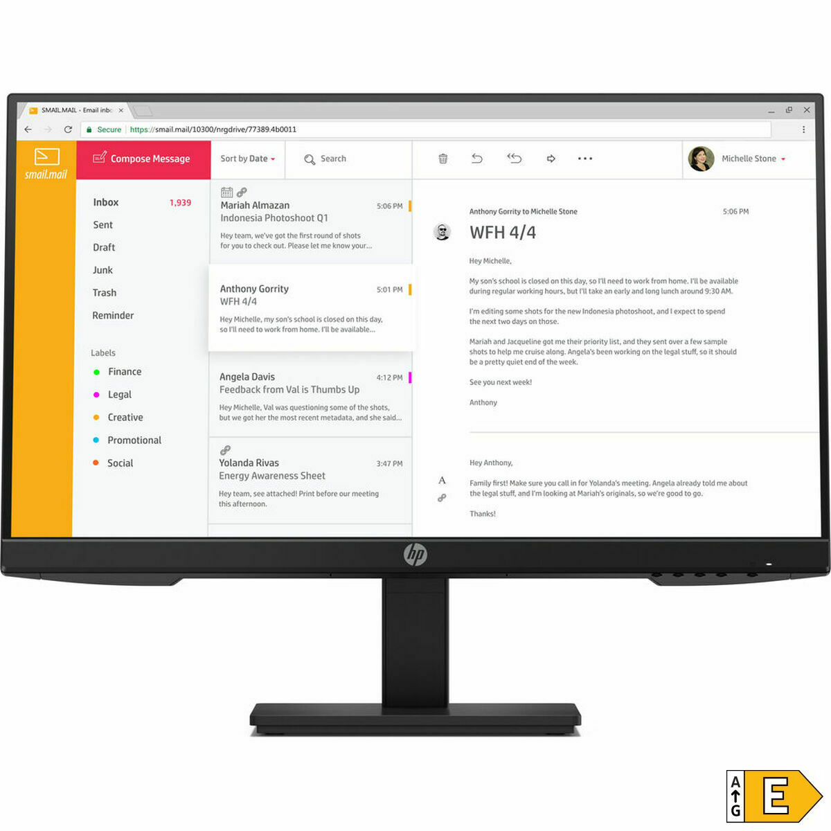 Monitor HP 7VH44AA#ABB 23,8" LED IPS 75 Hz 60 Hz - 8