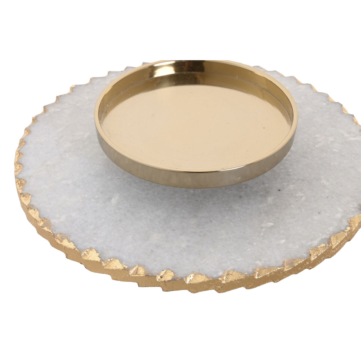 Ljusstakar Home ESPRIT Vit Gyllene Glas Marmor 25 x 25 x 27 cm - 2