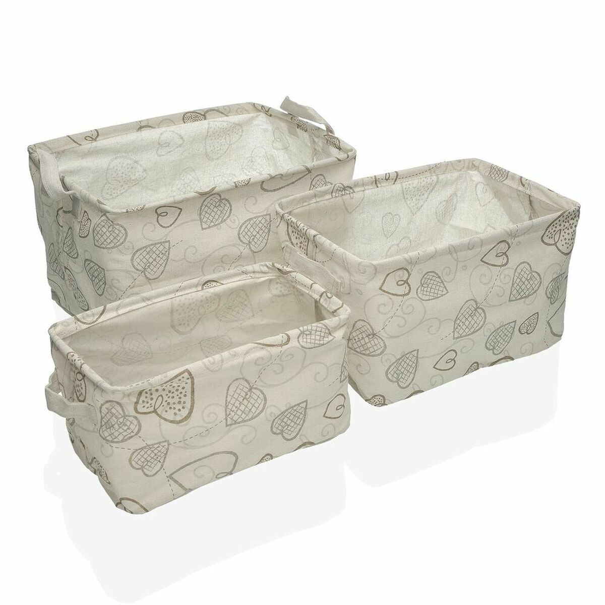 Korg - set Versa Cozy Hjärtan Polyester Textil 3 Delar (25 x 22 x 35 cm)