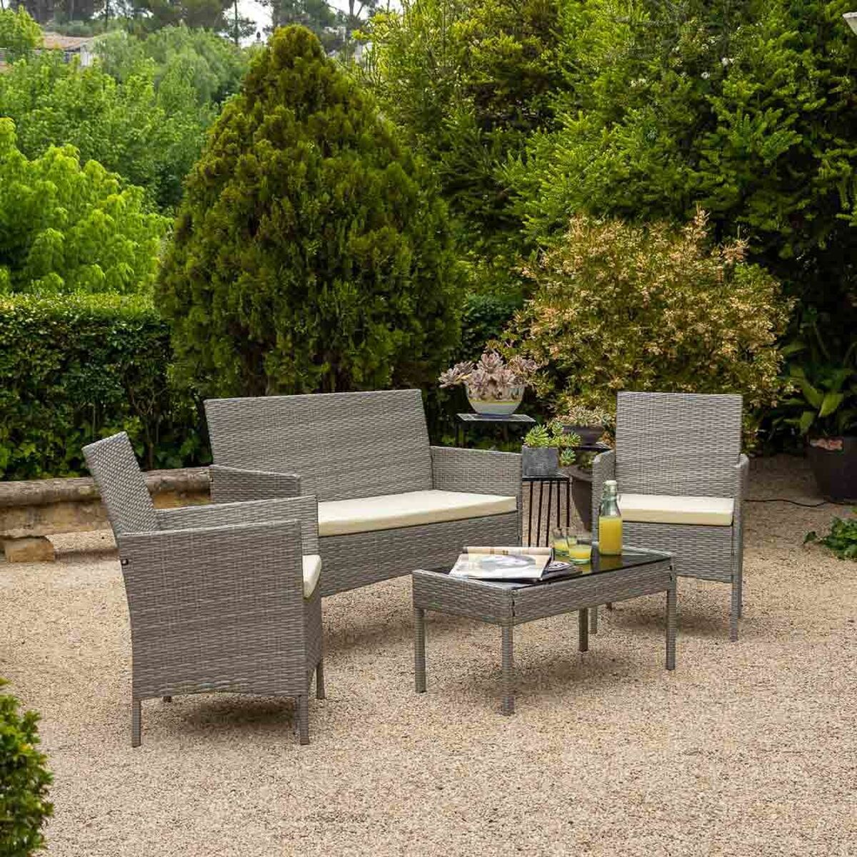 Set med bord och 2 fåtöljer Alexandra House Living Grå 4 Delar - 3