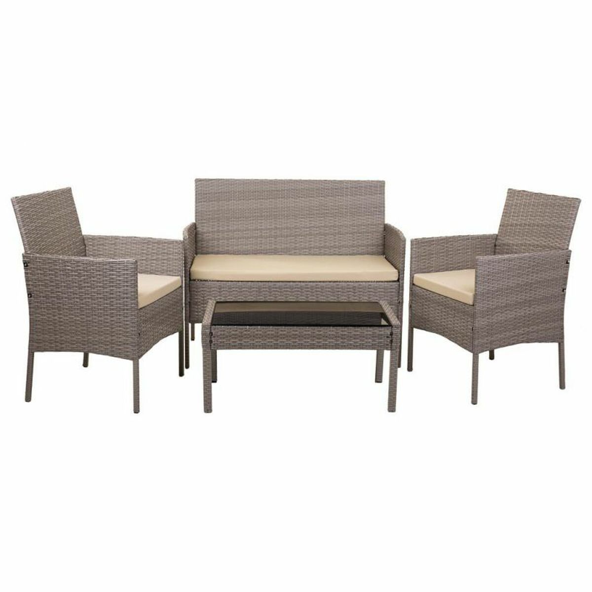 Set med bord och 2 fåtöljer Alexandra House Living Grå 4 Delar
