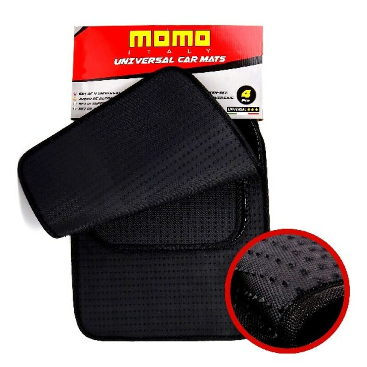 Set med bilgolvmattor MOMO MOMLCM015BW Vit/Svart 4 uds - 6