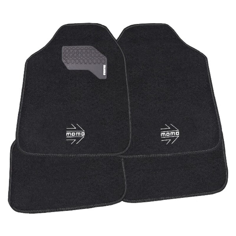 Set med bilgolvmattor MOMO MOMLCM015BW Vit/Svart 4 uds