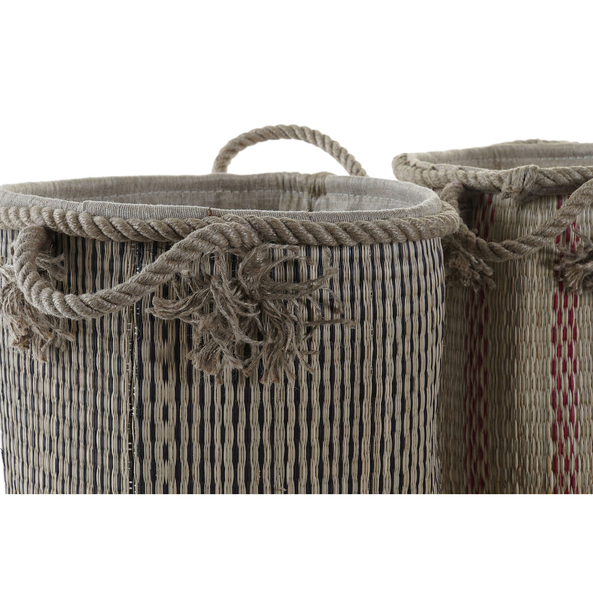 Multifunktionell korg DKD Home Decor Brun Svart Röd Jute Naturliga fibrer Boho 30 x 30 x 36 cm (2 antal) - 6