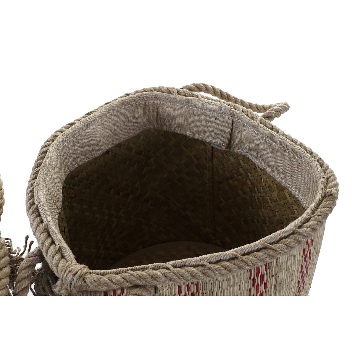 Multifunktionell korg DKD Home Decor Brun Svart Röd Jute Naturliga fibrer Boho 30 x 30 x 36 cm (2 antal) - 2
