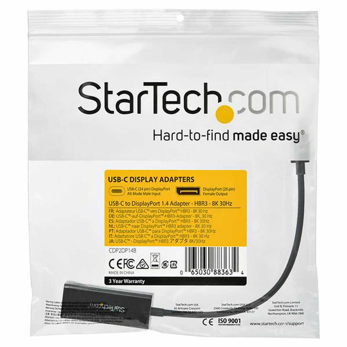 USB C till DisplayPort Adapter Startech CDP2DP14B            Svart - 4