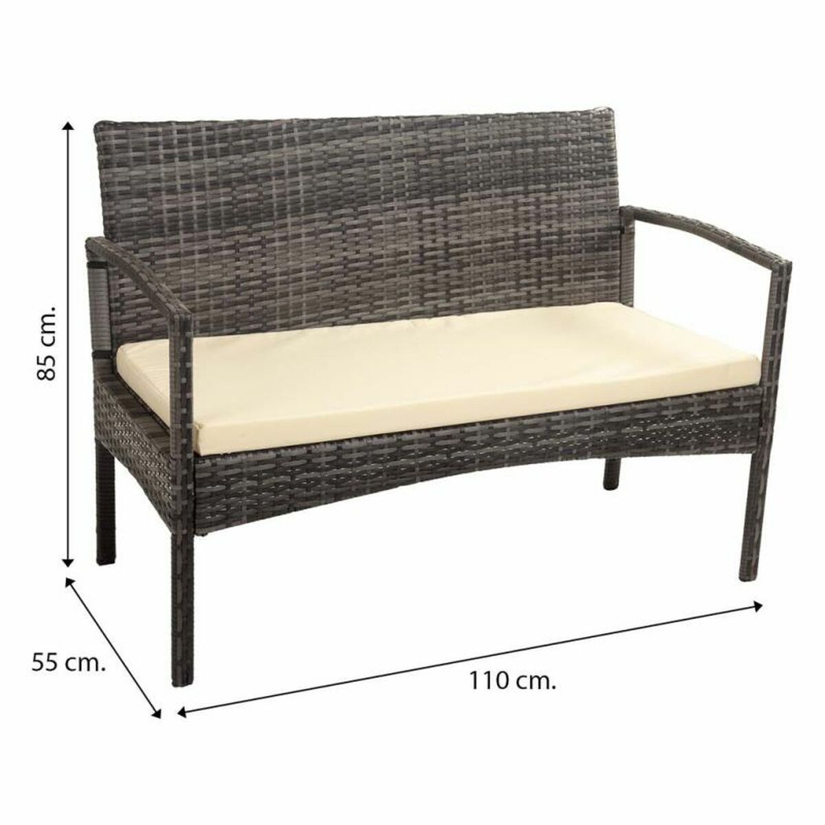 Bänk Alexandra House Living Grå 55 x 85 x 110 cm - 7
