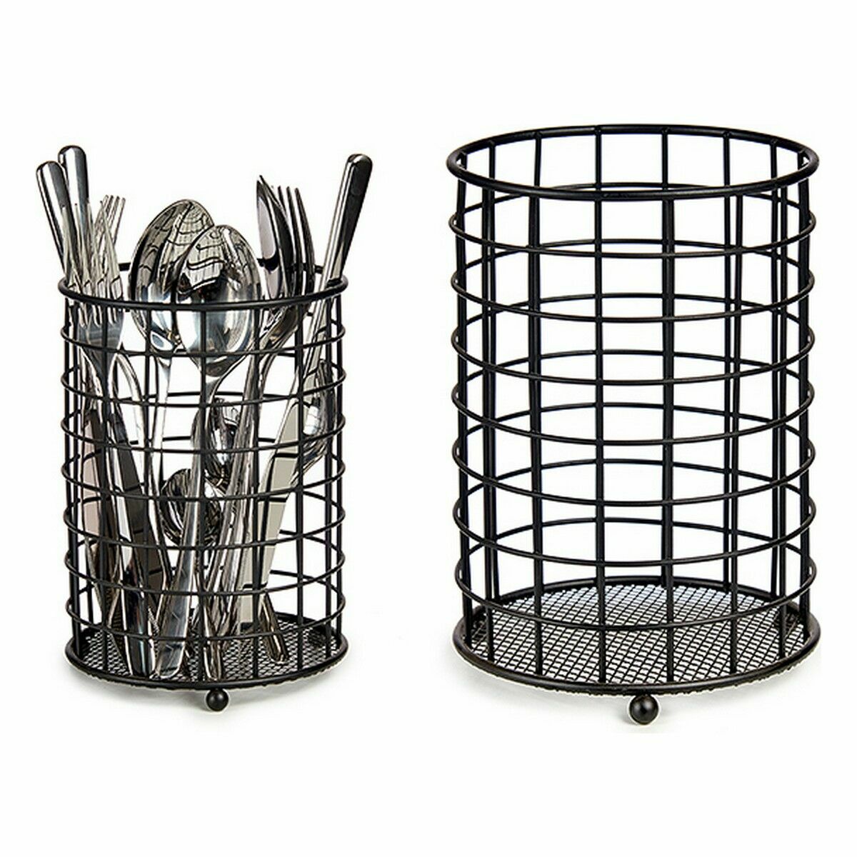 Bestickhållare Kinvara W6467-2 Svart Stål 12,8 x 17,5 x 12,8 cm (12 antal) - 5