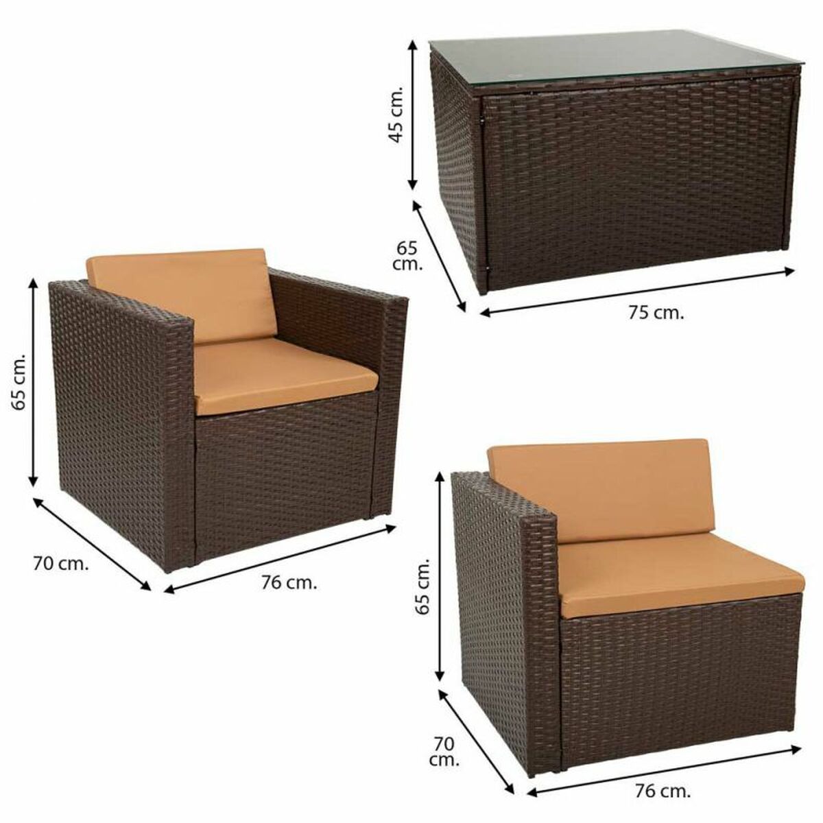Trädgårdsmöbler Alexandra House Living Brun 65 x 45 x 75 cm 4 Delar - 6