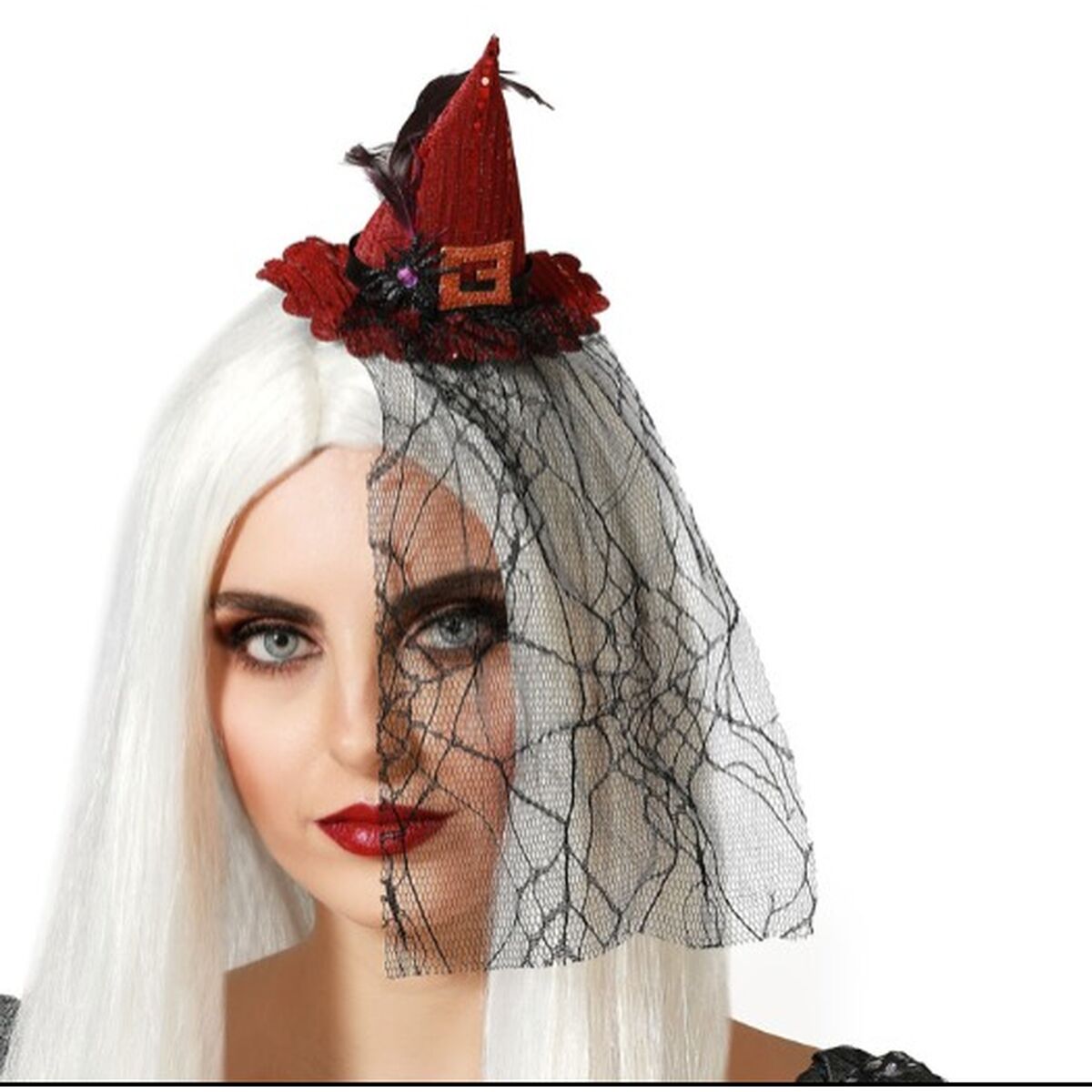 Diadem Hatt Häxa Halloween Röd - 6