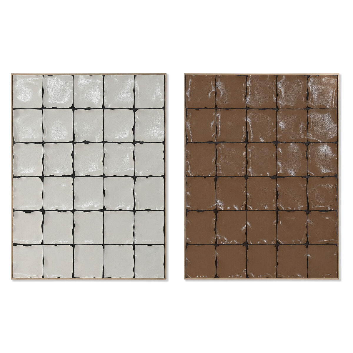 Tavla Home ESPRIT Beige Terrakota n Fyrkantig Modern 75 x 6 x 100 cm (2 antal)