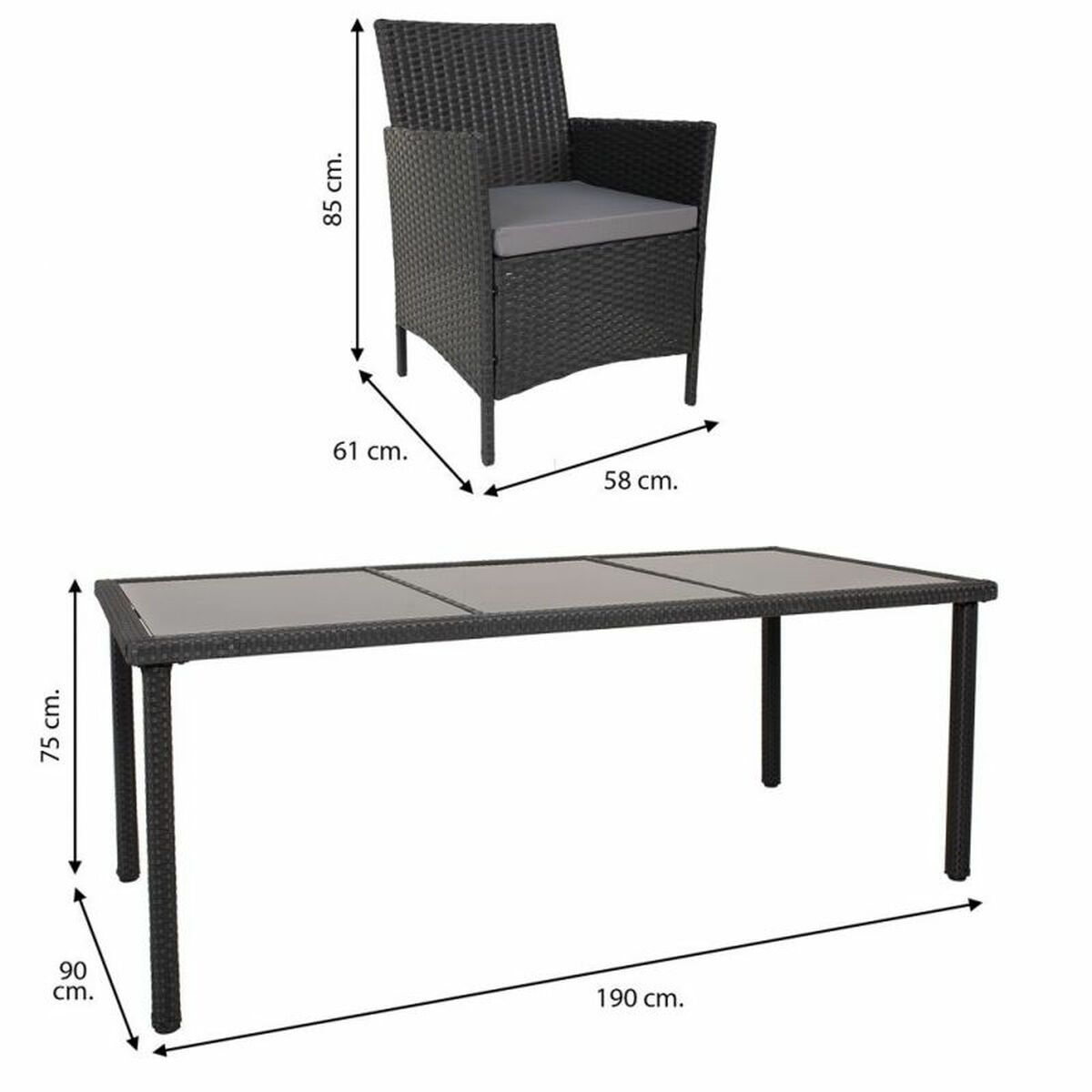 Trädgårdsmöbler Alexandra House Living Svart 61 x 85 x 58 cm 9 Delar - 8