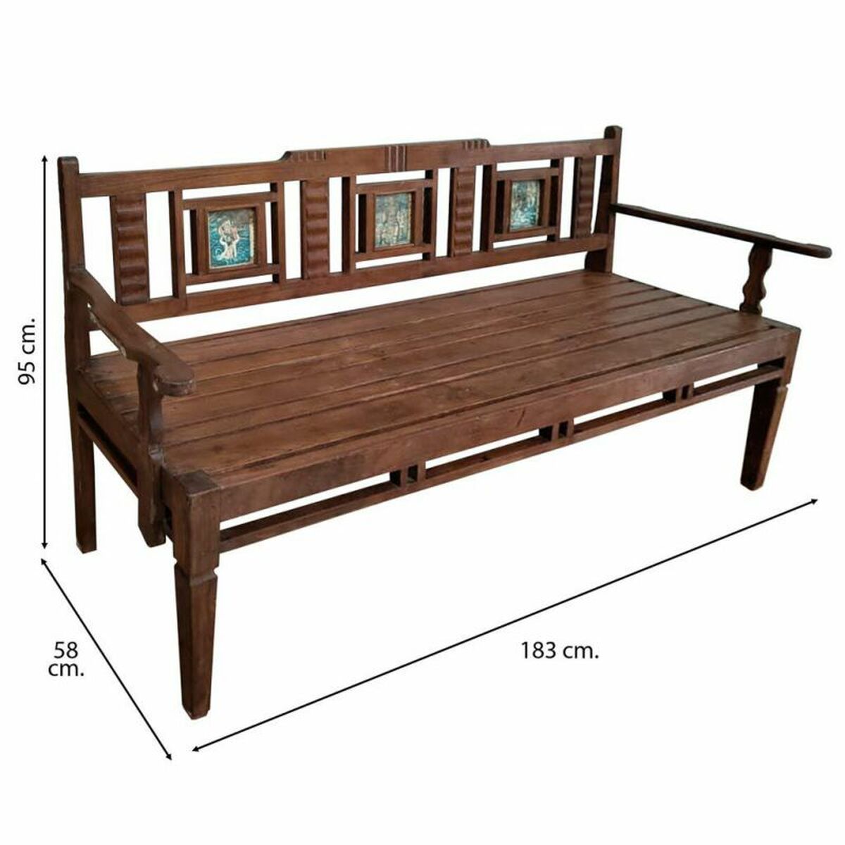 Bänk Alexandra House Living Brun Återvunnet Trä 58 x 95 x 183 cm - 5