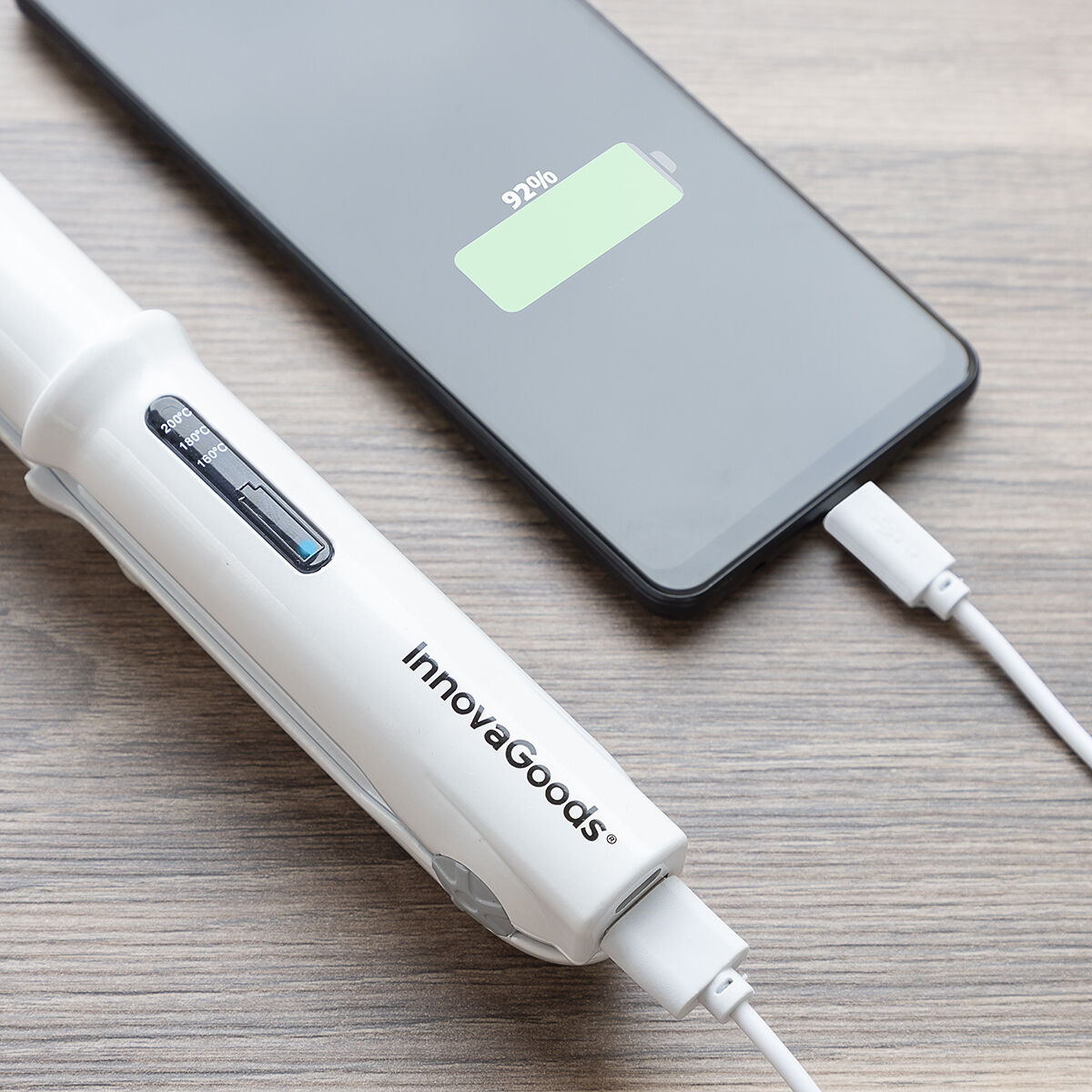 Uppladdningsbar plattång med powerbank (externt batteri) Hesser InnovaGoods - 24