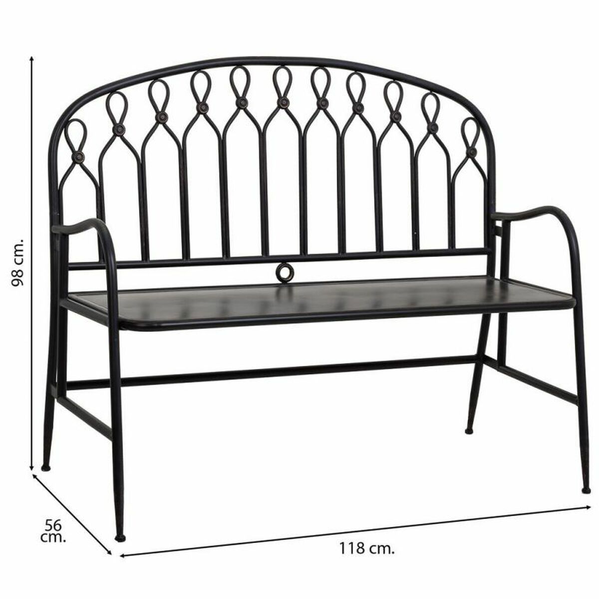 Bänk Alexandra House Living Svart Metall 56 x 98 x 118 cm - 7