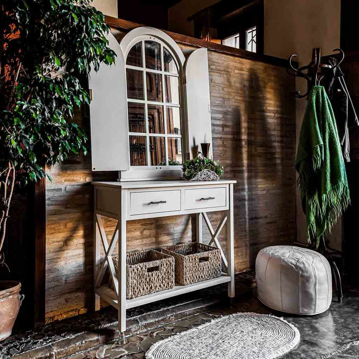 Väggspegel Alexandra House Living Gyllene Trä MDF 5 x 105 x 62 cm - 2