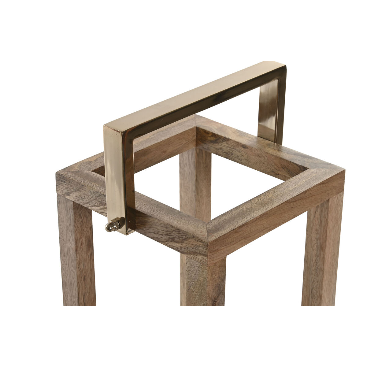 Ljusstakar Home ESPRIT Brun Stål Mangoträ 25 x 25 x 54 cm - 2