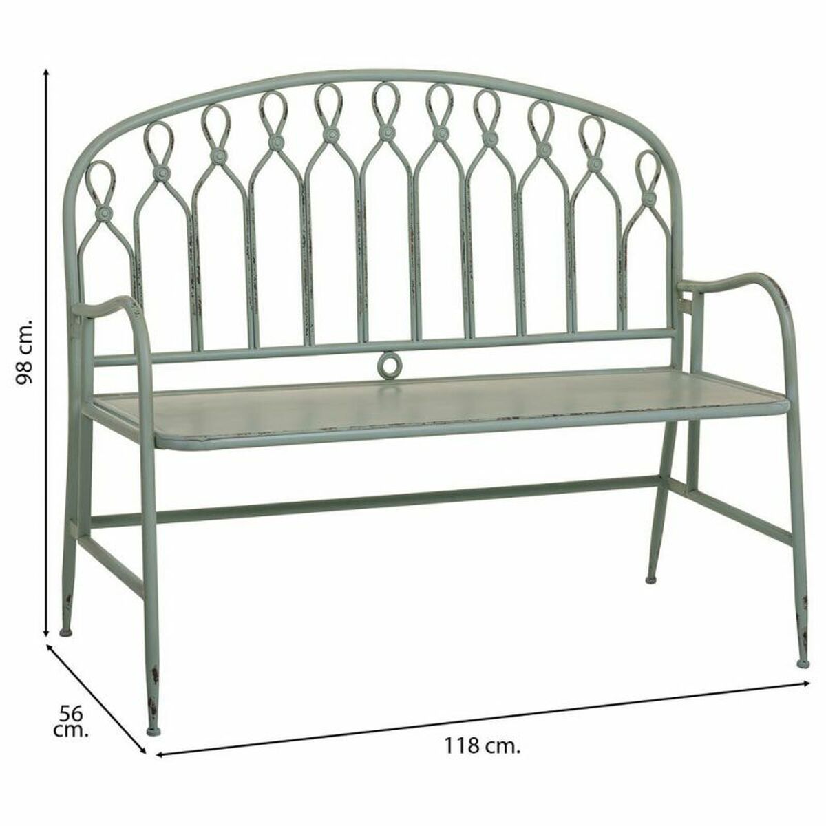Bänk Alexandra House Living Grön Metall 56 x 98 x 118 cm - 3