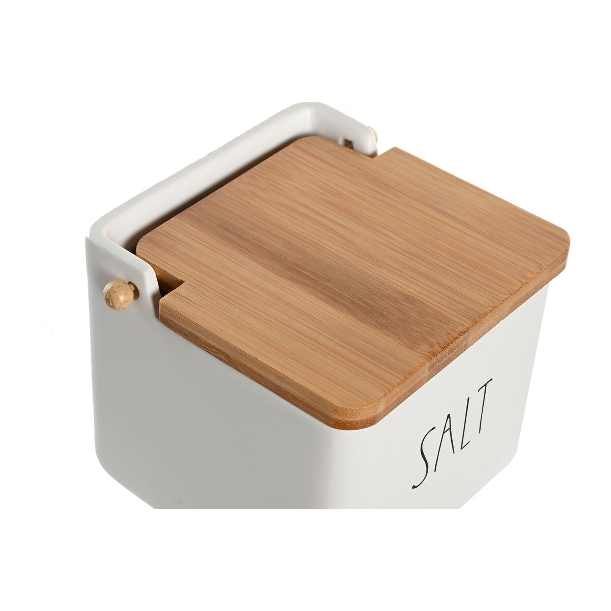 Saltkar med lock DKD Home Decor 11,5 x 11,5 x 11 cm Vit 750 ml Dolomite - 2