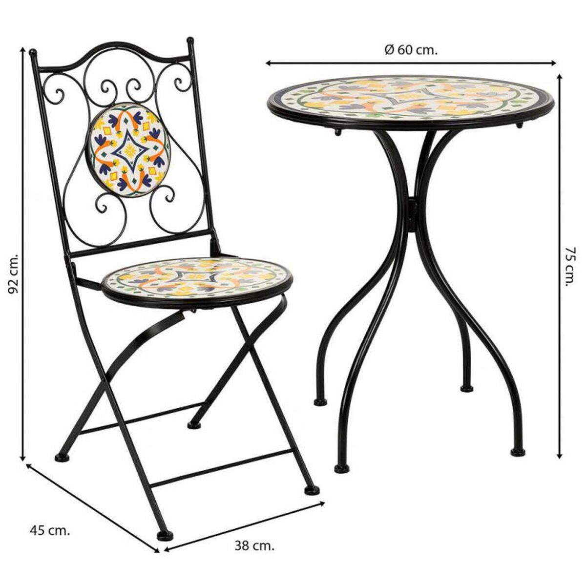 Bordsgrupp med 2 stolar Alexandra House Living Svart 60 x 75 x 60 cm - 3