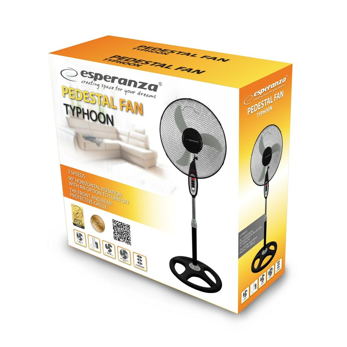 Stående Fläkt Esperanza EHF002KE Svart 50 W - 2