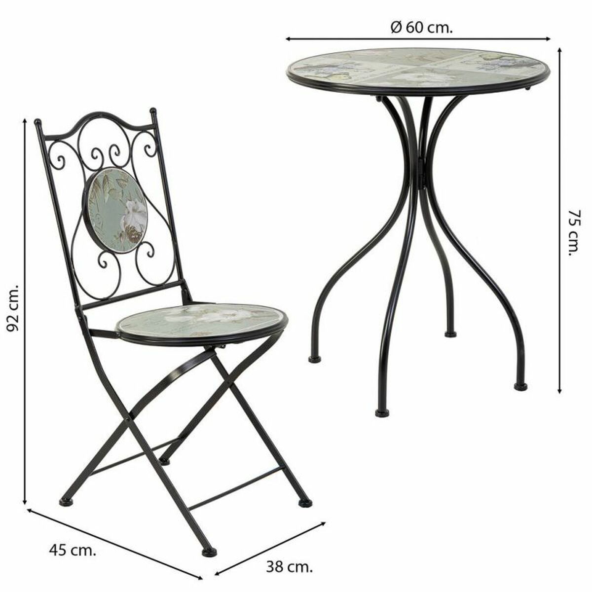 Bordsgrupp med 2 stolar Alexandra House Living Svart 60 x 75 x 60 cm - 3