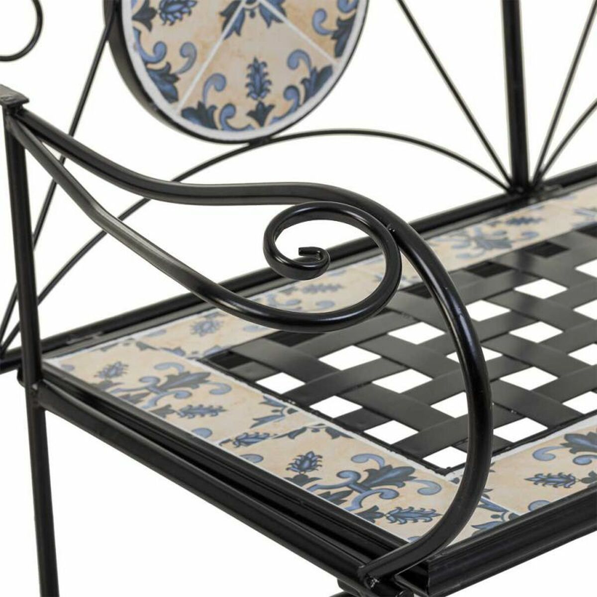 Bänk Alexandra House Living Svart Järn Kakel 50 x 88 x 110 cm - 7