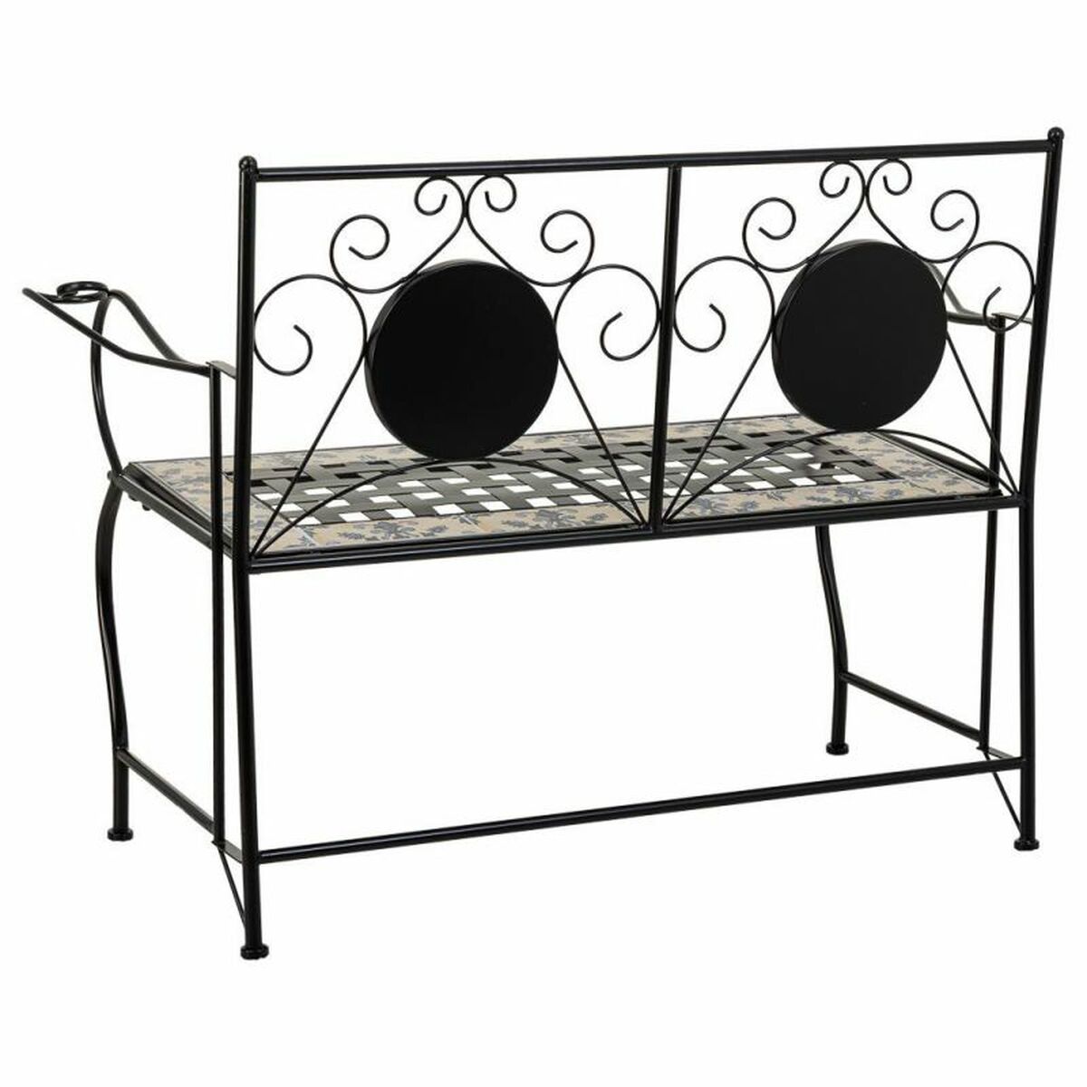 Bänk Alexandra House Living Svart Järn Kakel 50 x 88 x 110 cm - 5