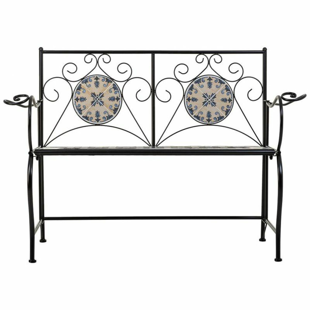 Bänk Alexandra House Living Svart Järn Kakel 50 x 88 x 110 cm - 4