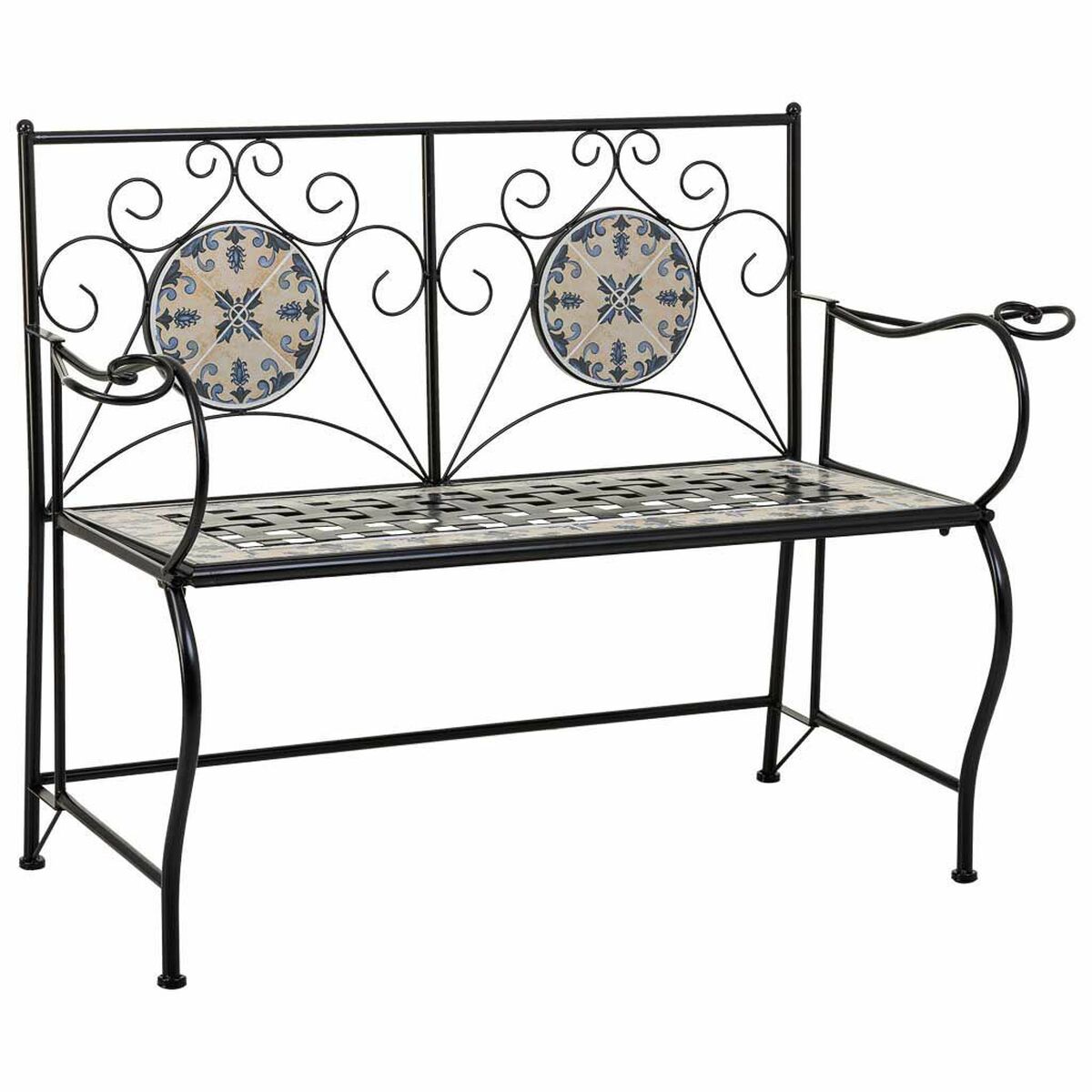Bänk Alexandra House Living Svart Järn Kakel 50 x 88 x 110 cm