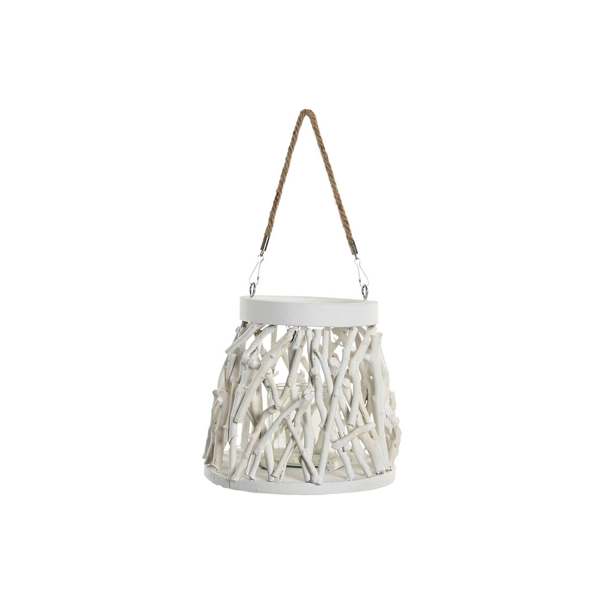 Ljusstakar Home ESPRIT Vit Trä Glas 35 x 35 x 32 cm (2 antal) - 3