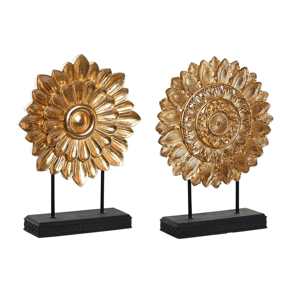 Prydnadsfigur DKD Home Decor 25 x 8 x 34 cm Svart Gyllene Modern Cirklar (2 antal) - 4
