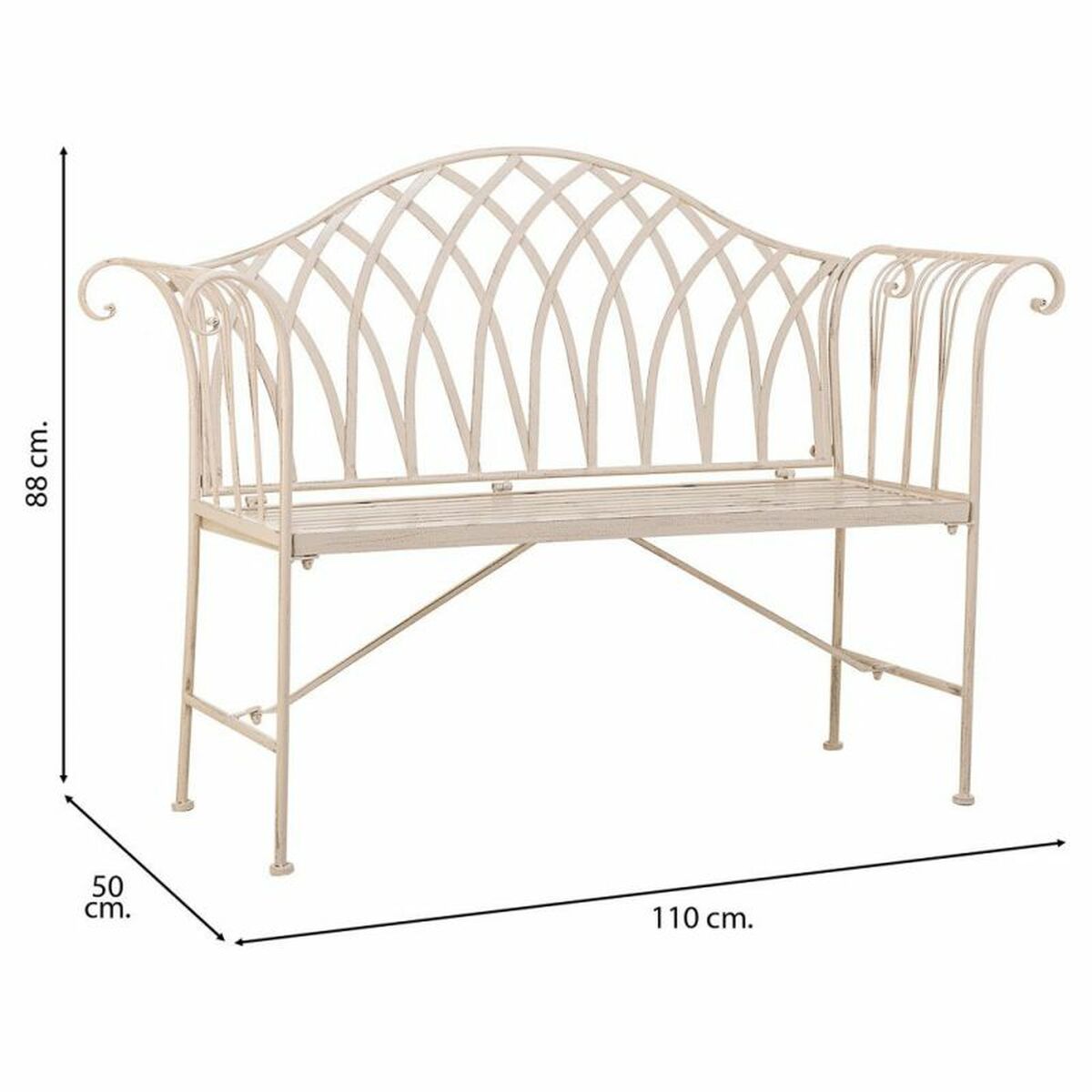 Bänk Alexandra House Living Vit Järn 50 x 88 x 110 cm - 3