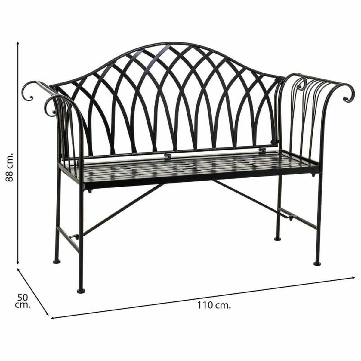 Bänk Alexandra House Living Svart Järn 50 x 88 x 110 cm - 3
