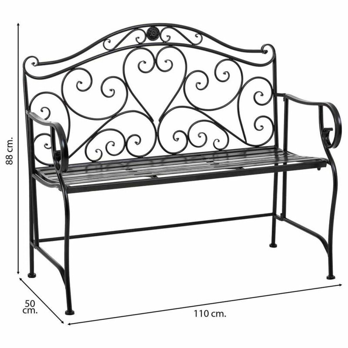 Bänk Alexandra House Living Svart Järn 50 x 88 x 110 cm - 3