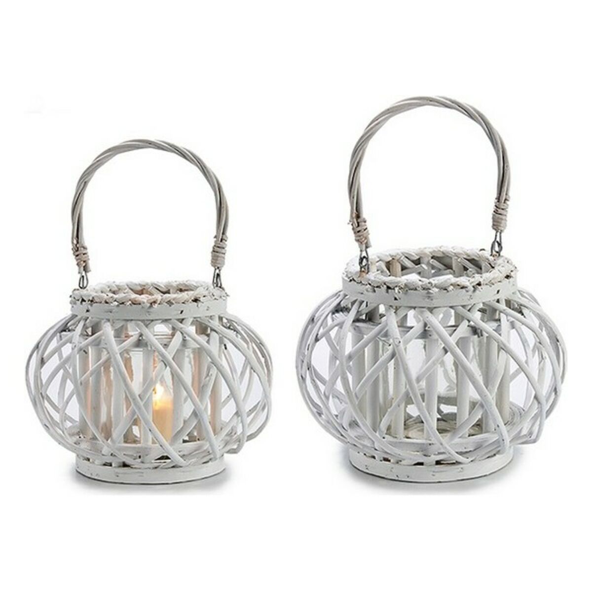 Ljusstakar Gift Decor Vit vide Glas 30 x 19 x 25,5 cm 11,5 x 12 cm