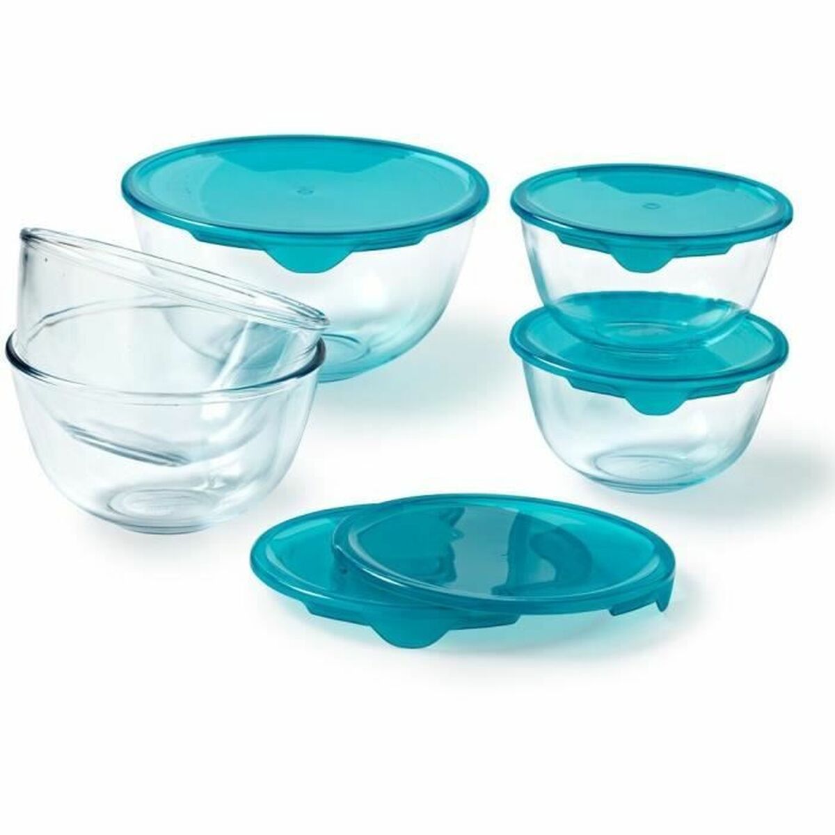 Lunchlådor, set Pyrex Transparent Turkos 5 Delar - 2