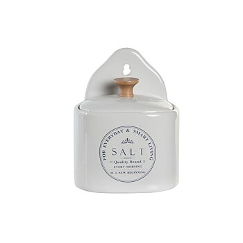 Saltkar med lock DKD Home Decor 11 x 8 x 15 cm Vit Stengods
