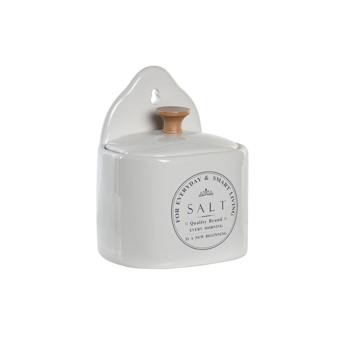 Saltkar med lock DKD Home Decor 11 x 8 x 15 cm Vit Stengods