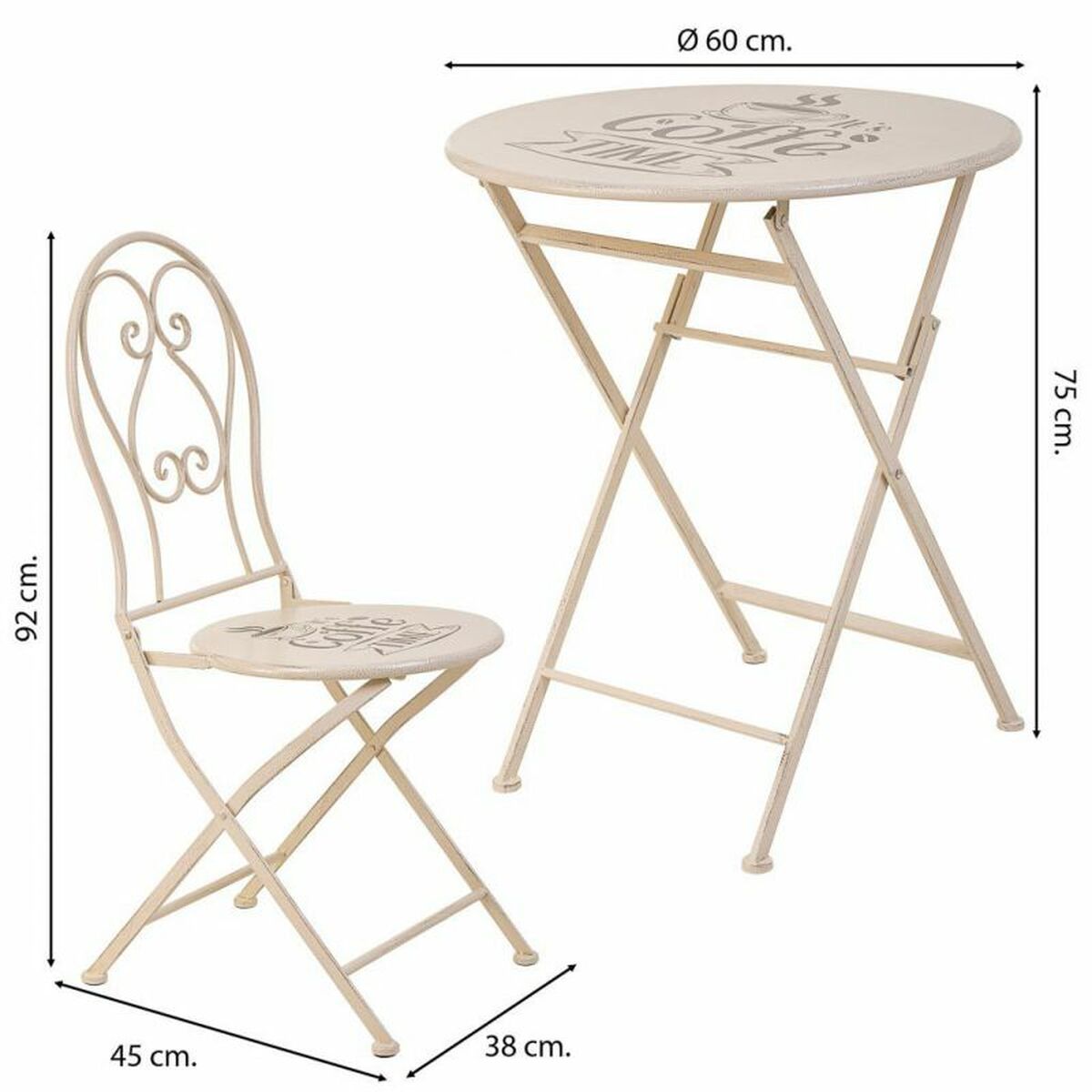 Bordsgrupp med 2 stolar Alexandra House Living Vit 60 x 75 x 60 cm - 2
